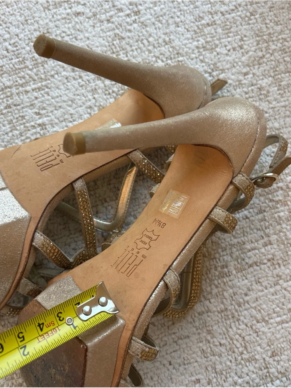 Pella Mode Gold Crystal-Strap Stiletto Sandals